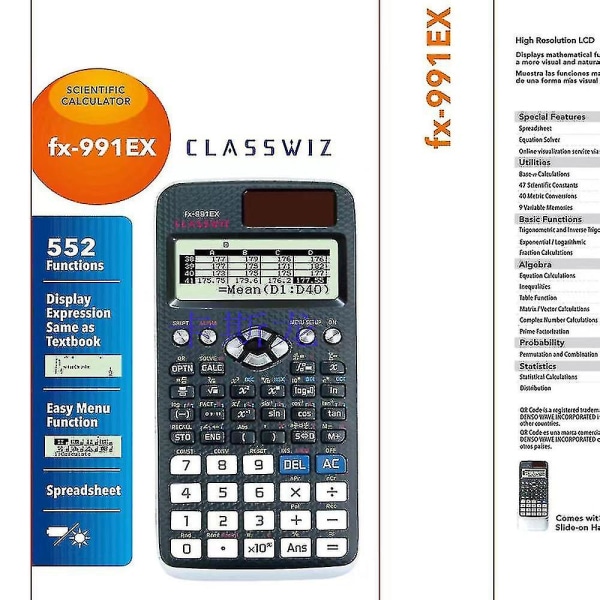 Fx-991ex / Fx-991es Plus Videnskabelig lommeregner Sort X  (FMY) Fx-991EX