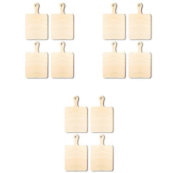 12 kpl Pieniä tyhjiä puisia leikkuulautoja kahvalla, pieni leikkuulauta DIY koti keittiö ruoanlaitto vihanneskoristelu A Wood Color