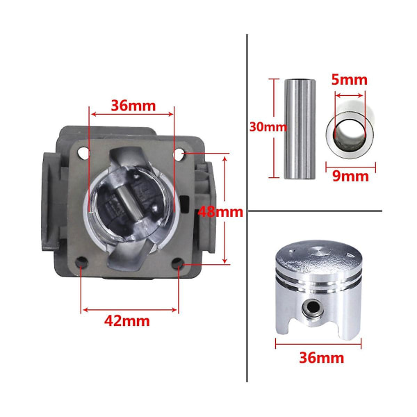 36mm Græsslåmaskine Cylinder Stempel Sæt Til 1e36f-2 Tl33 Cg330 Tb33 Tu33 Græs Trimmer Cylinder Sæt  <DM> As Shown