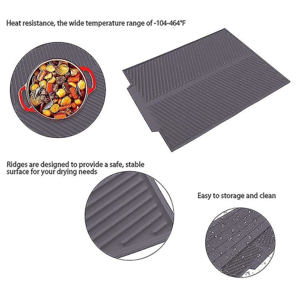 Stor Silikon Opvaskestativ 43*33cm Størrelse Drænmatte Beskyttelse HeatBY G 43X33cm