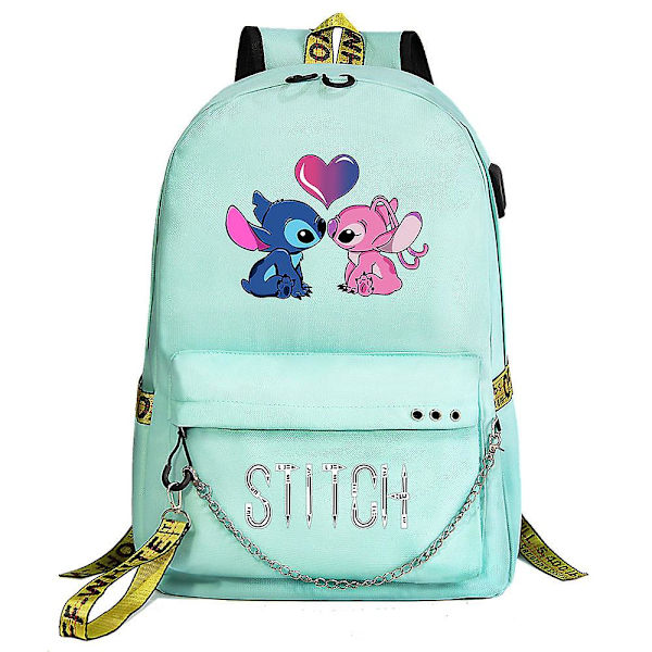 Stitch Kawaii Drenge Piger Børn Skole Bogtasker Kvinder USB Kæde Rygsæk Lærred Mænd Bærbar Computer Rygsæk Packsack Bogtaske 3
