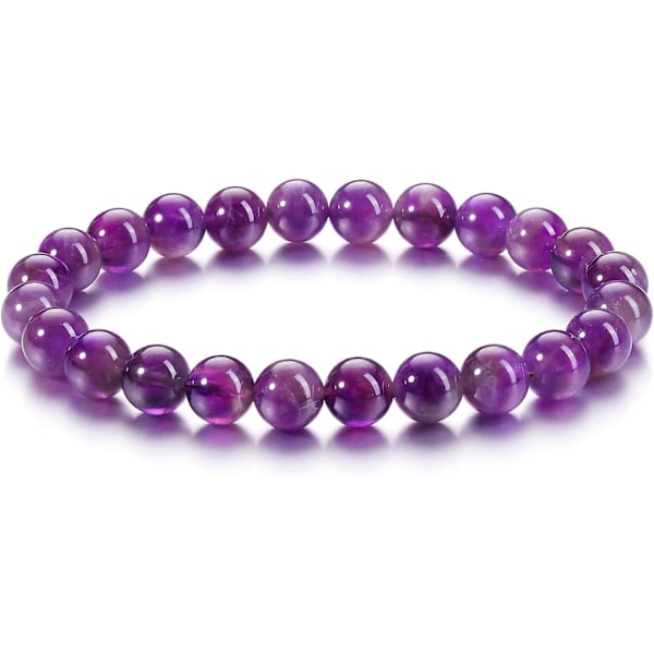 Helbredende Krystal Armbånd 8mm Naturlige Ædelstensperler Armbånd til Kvinder Mænd Energi Kvarts Krystal Sten Stræk Armbånd til Hendes Julegave amethyst