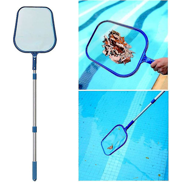 Pool Skimmer Net med 17-41 tommer Teleskopstang Blad Skimmer Mesh Rake Net til Spa Dam