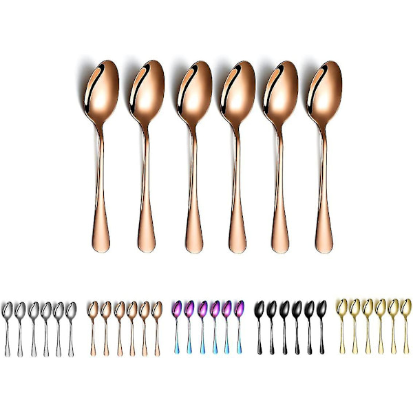 Kaffeskjeer i roségull. 13 cm rustfritt stål teskjeer 6 stykker. Titan