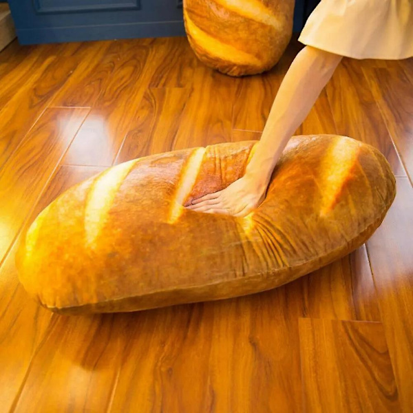 Stor Plussj Pute med Brød Design, Myk Vaskbar Avtakbar Pute, Kroppspute 30cm