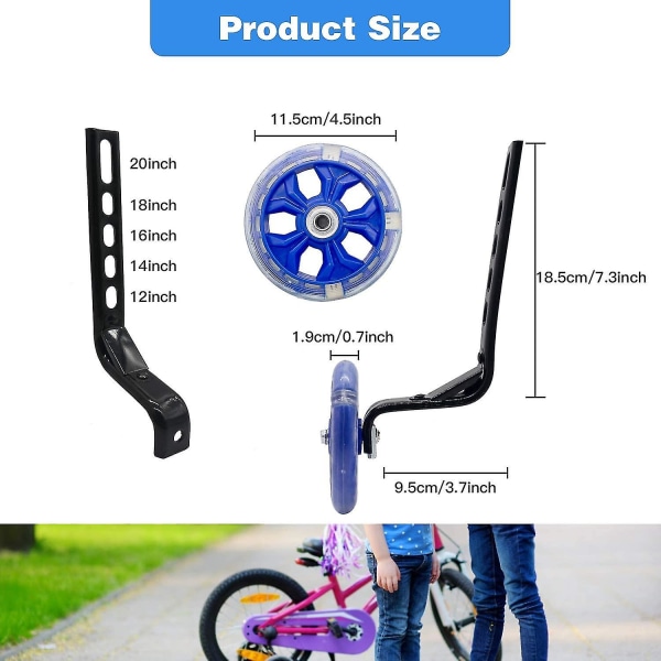Universal Treningshjul, Stabilisatorer for Barnehjul, Sykkelstabilisatorer Støttehjul, Sykkelstabilisatorer, For Alle Sykler Fra 12-20 Tommer Mengying