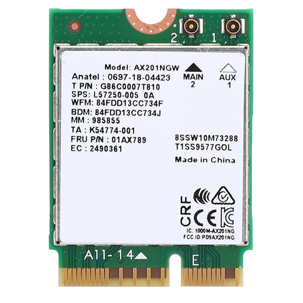 Netværkskort til Intel AX201NGW WIFI 6 Gigabit 2400M M.2.CNVio2-interface til Bluetooth 5.0 [DB]
