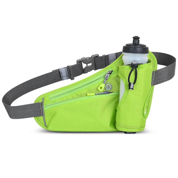 Sport Hydration Bälte Väska Löpband Bälte Midjepack Bum Bag med Vattenflaska Hållare för Män Kvinnor Löpning Cykling Vandring Promenad Green