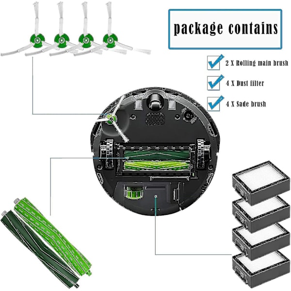 Varuosat Harjat iRobot Roomba I, E ja J sarjoille E3 E5 E6 E7 I7 I7 + / i7 Plus J7 I6 I8 I3 I3 + I4 Plus 3150, Tarvikkeiden Sarja Sivuharjat Kumi