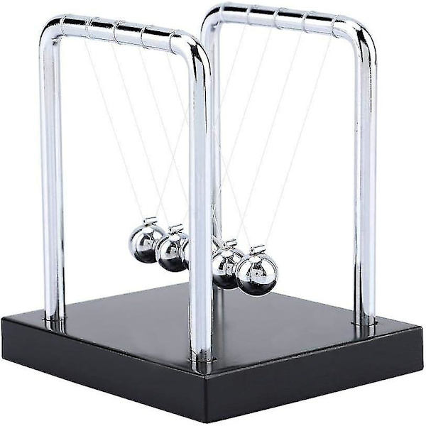 Newtons Vugge, Klassisk Kuglestøds Pendul, 5 Kugler, Fysik Dekoration Til Kontor & Skrivebord, Kugle Pendul, Sølv, 9 * 7.5 * 9.5 Cm