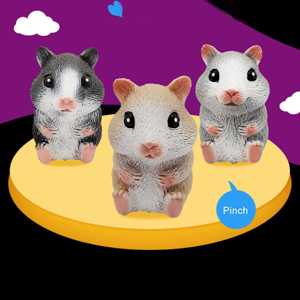 Stressboll Hög Imitation Djur Avkoppling Långsam Återhämtning Hamster Anti-stress Kläm Leksak för Vuxen Grey