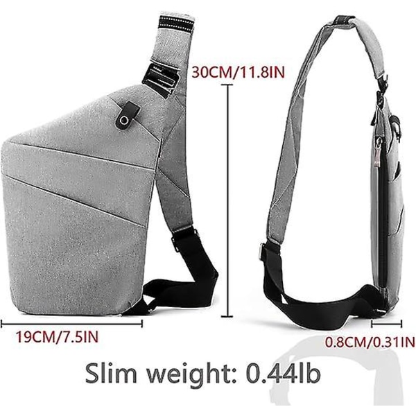 Sling Bag, Letvægts Crossbody Skuldertaske Brysttasker Dagrygsæk, En Rem Anti-tyveri Sling Bag Til Kvinder Mænd DB grey right shoulder