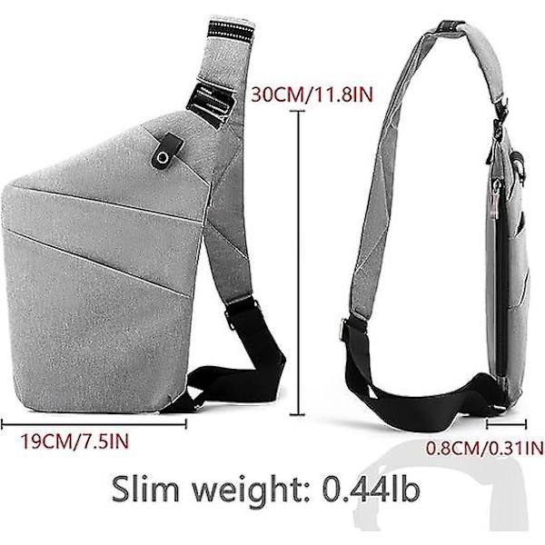 Slingväska, lätt crossbody axelväska bröstväskor dagryggsäck, en rem anti-stöld slingväska för kvinnor män DB grey left shoulder