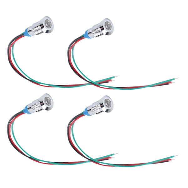220V 8mm Vattentät Metall LED Indikatorlampa Signal 2Färg Gemensam Anod (Röd Grön) - Set om 4