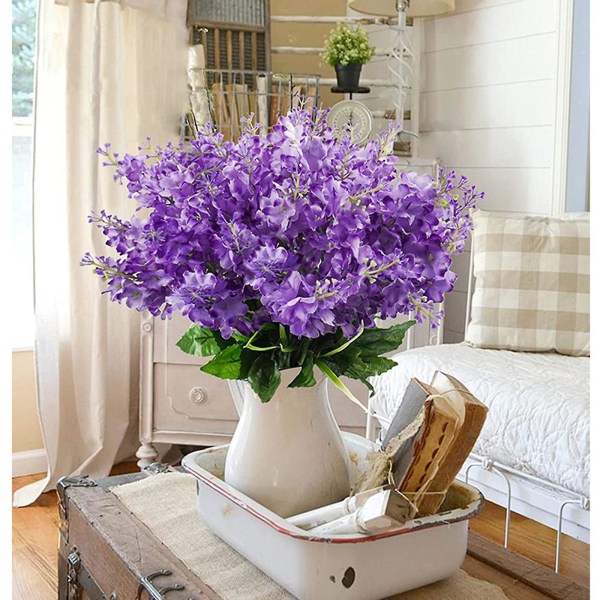 Kunstige blomsterbuketter Wisteria Hyacint Falsk Bulk Til Vase Hjemmeindretning Indendørs Udendørs Have Hotel Fest Bryllup MockBY Purple