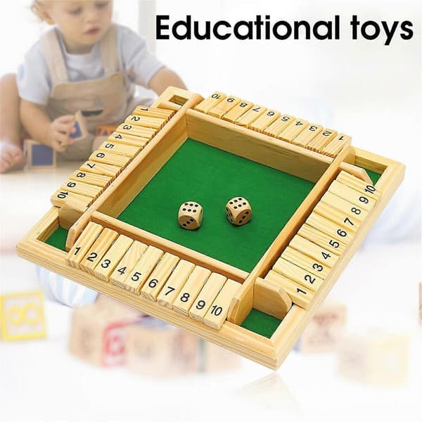 Barnpresent Shut The Box Trä Mathematic Traditionell Pubbräde Tärningsspel Resa 4 Spelare Multi-color
