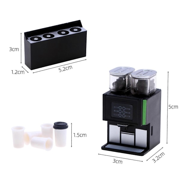 Dockskåp Mini Simulering Kaffemaskin Realistisk Fint Utförande Mat Leka Scen Rekvisita Matchande Modell Black