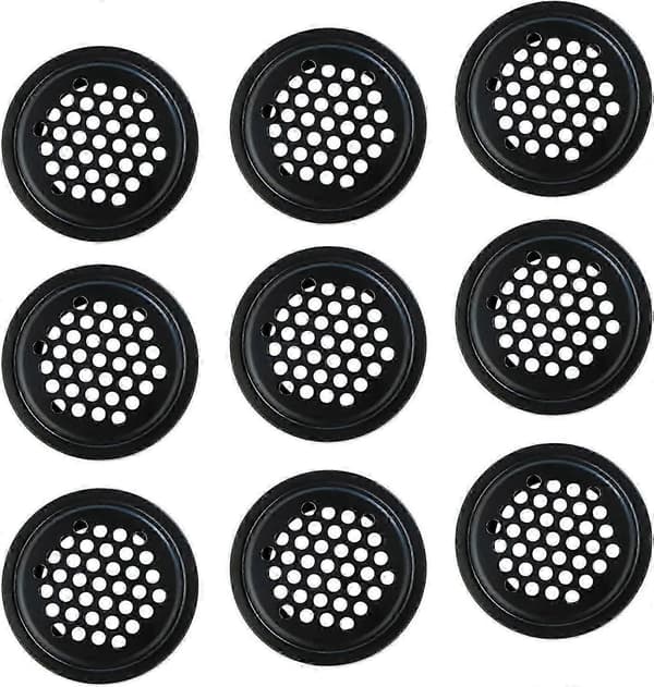 10 stk. luftventil i rustfrit stål, cirkulært mesh, sort cirkulær ventilationsrist, gitterdæksel, luftventilristdæksel ventilation af kabine [DB]