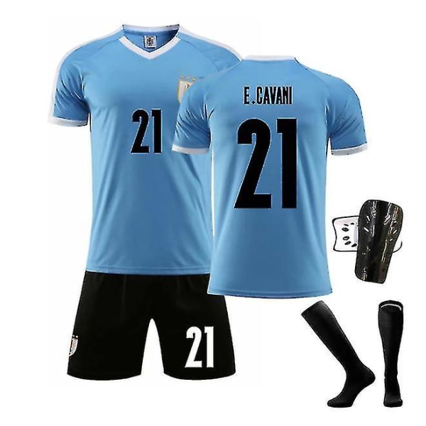 2022 Ny fotbollströja för barn 9# L.suarez 21# E.cavani Modeshorts Fotbollströjor Kostym Skyddsstrumpor/ set B21 Bule 18