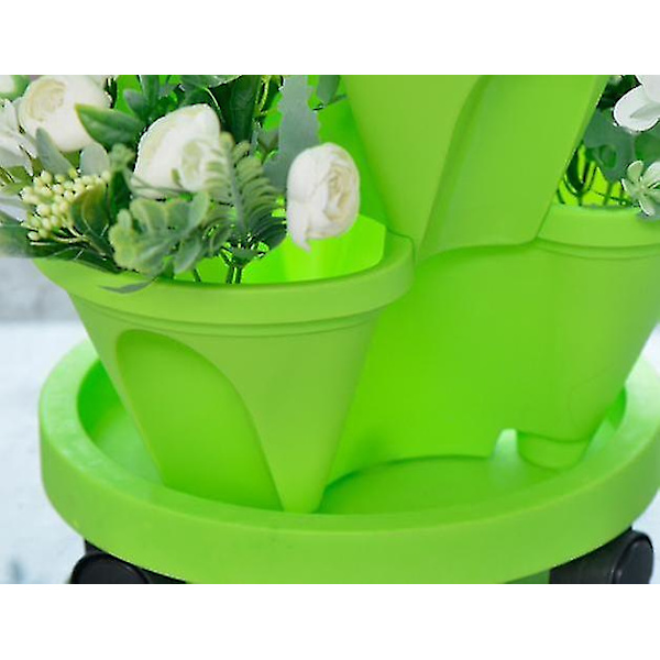 Tredimensionell Fyrbladad Blomkruka (endast 1 kruka och bricka) Green