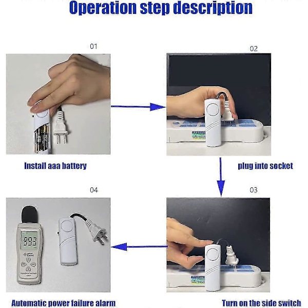2 stk. Strømsvigt Alarm, Automatisk Strømsvigt Alarm, 80db LED Indikator Smart Alarm Advarsel Sirene, Strømsvigt Alarm (kræver AAA Batteri, ikke inkluderet)