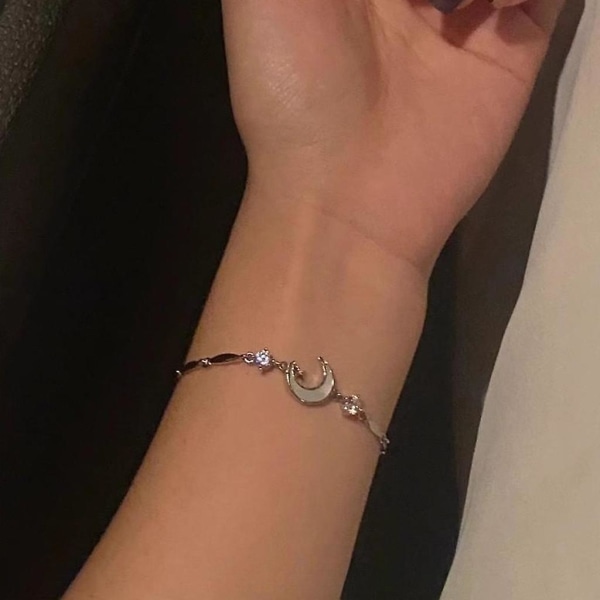 Måne og stjerne armbånd Delikat Y2k Zirkon stjerne måne armbånd Håndkæde Elegant smykker Sød cool armbånd Par