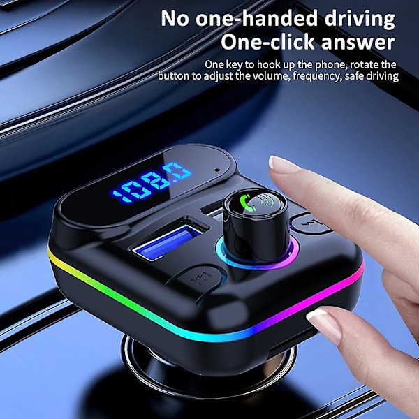 Auton Bluetooth 5.0 FM-lähetin Nopea USB-autonlaturi MP3-soitin Langaton handsfree-autonäyttö (FMY)