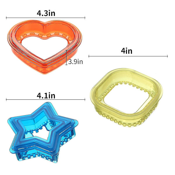 Sandwichskärare och -förslutare - Decruster Sandwich Maker för UncrustablesBY Square and Heart and Star