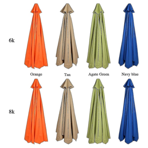 A-bestselger Erstatning Stoff Hage Parasol Baldakin Deksel For 3m 6/8 Arm Patio Sol Paraply 50% Tilbud Agate Green 300cm*6k