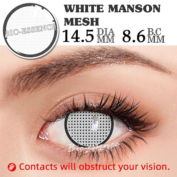Tib 1 Par Deling Sharingan Kontaktlinser Til Øjne Cosplay Linser Anime Linse Uchiha Sasuke Kakashi Linser Anime Tilbehør (FMY) White manson mesh