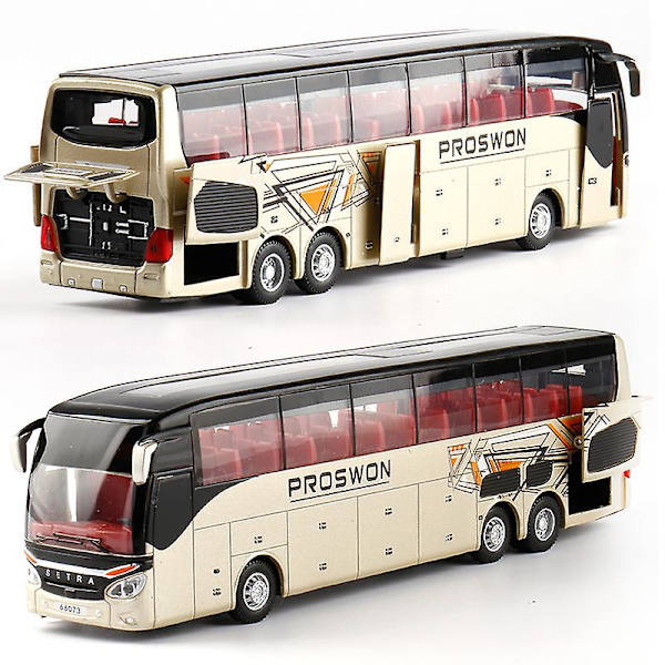 1:32 Högkvalitativ Legering Dubbeldäckare Buss Ljud Ljus Metall Diecast Drag tillbaka Simulation Lyx Sightseeing Bussfordon Barnleksaker [DmS] Gold1