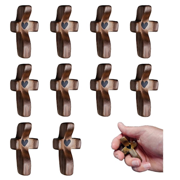 Puinen Risti Sydämelläni Pyhältä Maalta, Jeesuksen Peukaloa Pitelevä Risti, Ahdistuksen Lievitys Lohturisti Puristamiseen ja Rukoilemiseen, Kristillisiä Lahjoja Aikuisille 10pcs