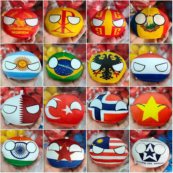 68 Stilar 10cm Landboll Plyschleksaker Polandball Hänge Landbollar Dekoration Countryball Fylld Dock Julgåva För Barn 10cm A-H Empire