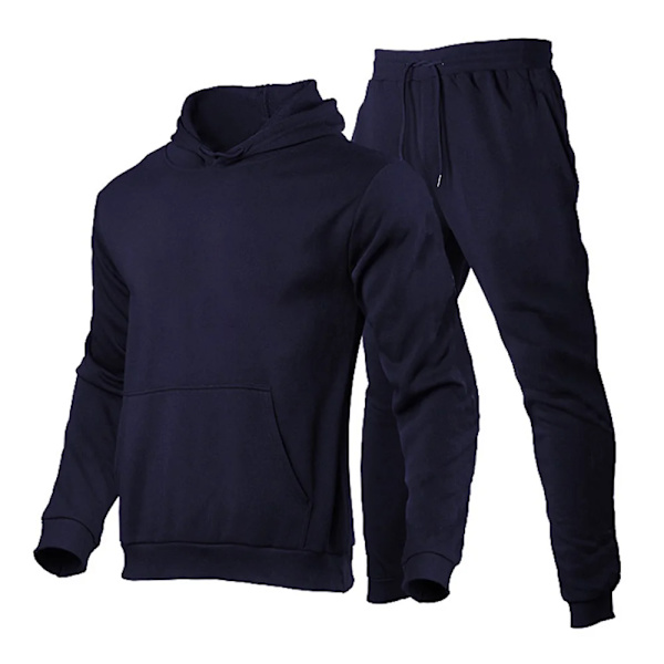 Herre Treningsdress med hettegenser + Joggebukse Sportsdress Casual Jogger Sportsklær 2-delt Fleece Streetwear-sett for menn GRAY L