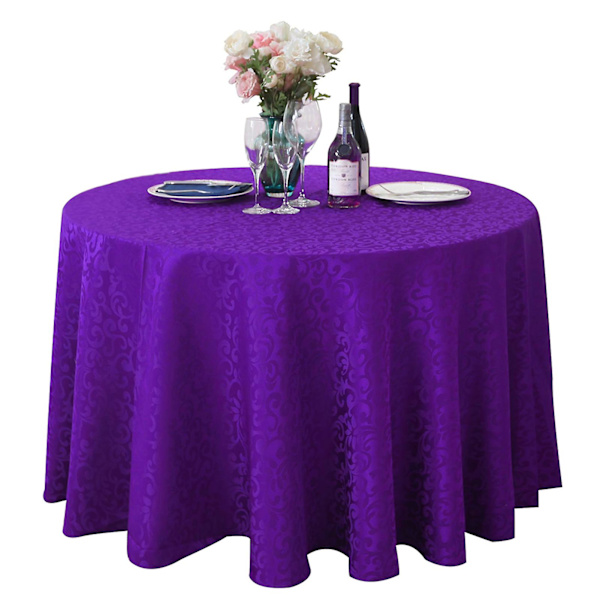 Rivtålig bordsduk i polyester, bleknar inte, tvättbar, rund bordsduk för kök Purple