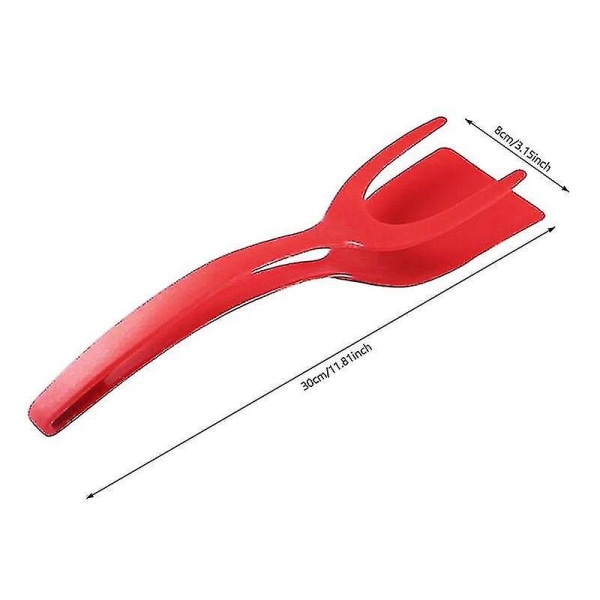 2-in-1 Spatulapihdit Nylonista, Lämpöä Kestävä, Käännettävä Pihvi- ja Munaspatula, Paistaminen, Keittiötyökalu Red