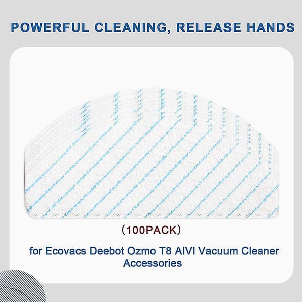 100 stk Engangs Mikrofiber Mopper Pads til Deebot Ozmo T8 T9 Aivi N8 Pro+ Støvsuger Dele