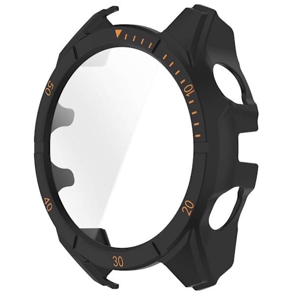 Urkasse i PC-ramme til Garmin Fenix 8 51mm med hærdet glas skærmbeskytter Black Orange