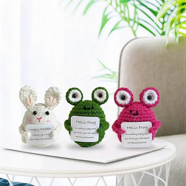 Mini Hauska Positiivinen Peruna, Pehmeä Villa Neulomalelu 3 Tuumaa Söpö Virkattu Nuken Positiivinen Kortti Koristelu Kannustaminen Tuki Syntymäpäivä Huoneen Sisustukseen Animals*9pcs