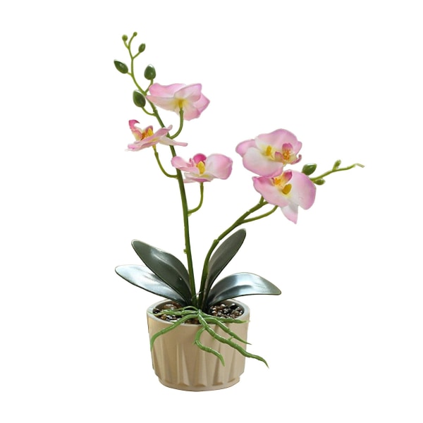 Kunstig Phalaenopsis Pottet - Realistisk Orkidé Dekoration til Hjem & Kontor - Nem Pleje Silkeblomst - Fantastisk GaveBY Yellow