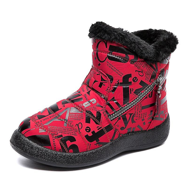 Vinter alfabetet varma fotled Vattentäta skor för kvinnor Red 36