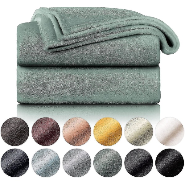 Blød og Koselig Pude - Høj kvalitet tæppe, Super blødt fleece tæppe som sofa tæppe, sengetæppe eller stue tæppe Summer Green 200 x 230 cm