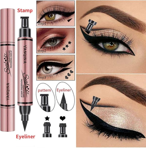 Hjerte Stempel Eyeliner - Eyeliner Stempler Dobbeltsidet | Vandfast Stempel Øje