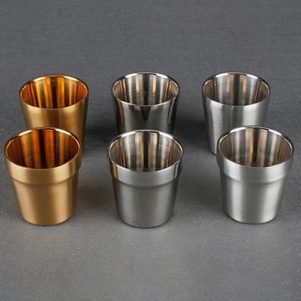 Dubbelväggiga Muggar i Rostfritt Stål för Kaffe, Vin, Öl - Tumbler för Bar & Drycker 260ml 2 304