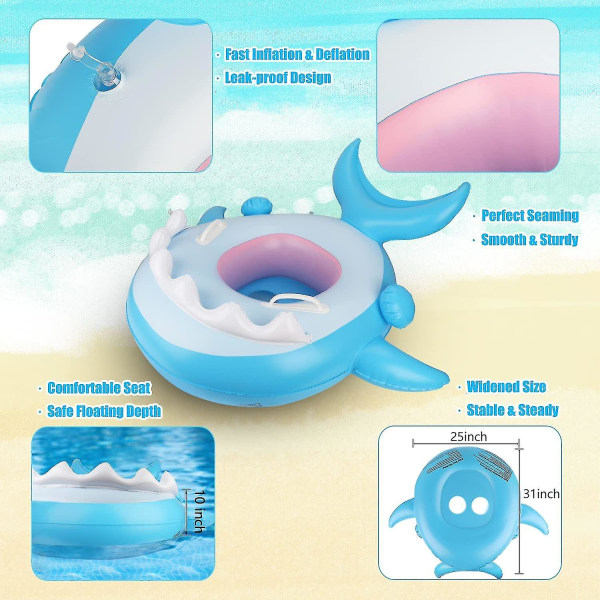 Baby Pool Float med Tak UPF50+ Solskydd Uppblåsbar Baby Float Vattenleksaker Sommarleksaker Baby Simfloat För Pool Ålder 6-36 Månader,shznv
