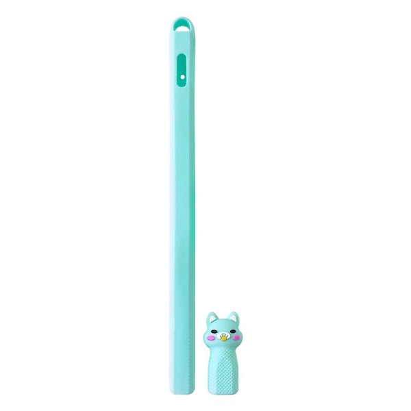 Tegneserie blød silikone anti-drop anti-tabt stylus pen beskyttende cover etui ærme til Apple Pencil 2 JikaixBY Mint Green