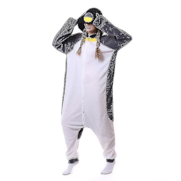 2023-hksng Newway Dyr Voksne Kat Bjørn Haj Onesies Pyjamas Vaskebjørn Kostumer Drage Jumpsuit Julegave Gray Penguin S