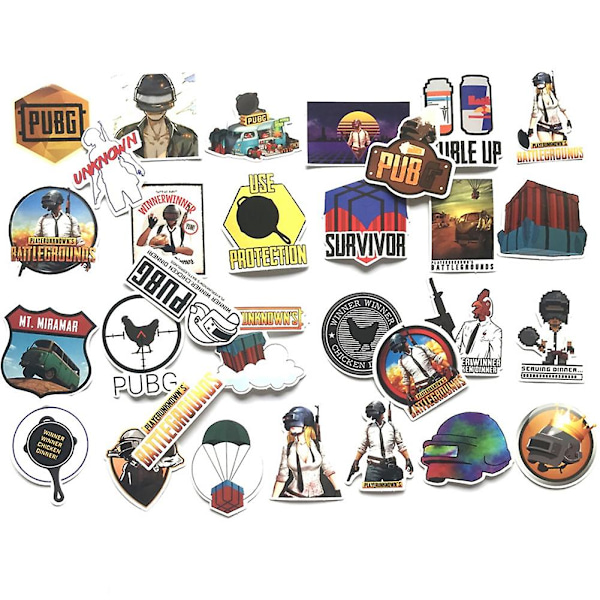 29pcs Pubg Battlegrounds Pvc Waterproof Luggage Skateboard Car Graffiti Stickers Mengxi