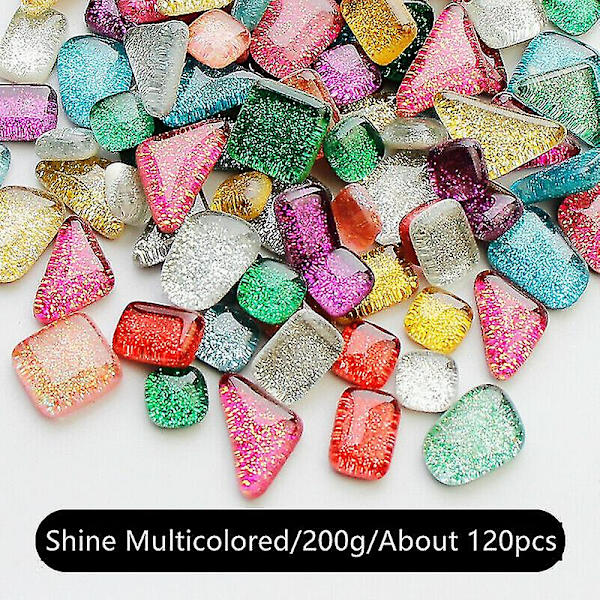200g Färgglada Glitterande Glasmosaikplattor i Bulk Multicolored No.3