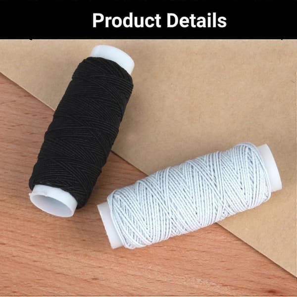 Elastisk Sytråd 2-pak, 30m hver, Multipurpose Sort & Hvid Rynketråd